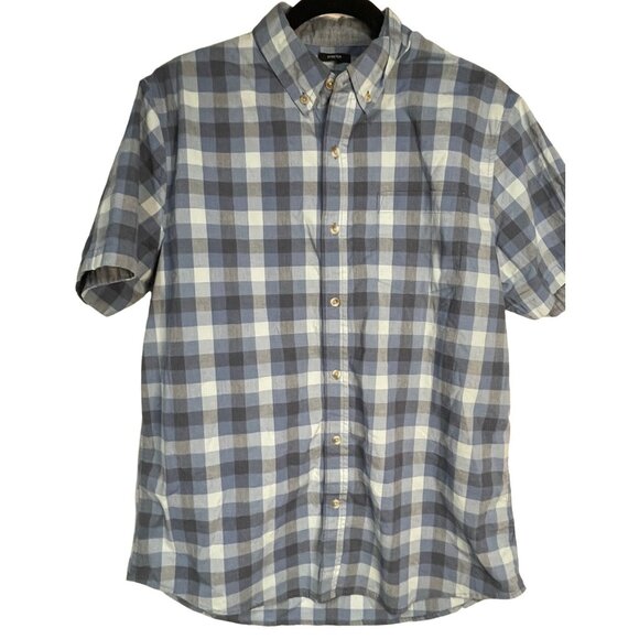 Lee mens button down shirt Large regular fit blue gray plaid short large READ - Picture 1 of 8